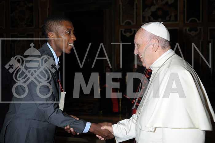 Allen Ottaro meets Pope Francis at the Vatican - Photo Credit_L’Osservatore Romano